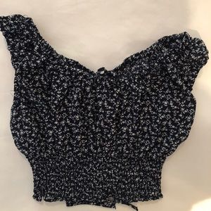 Brandy Melville Blue Floral Crop Top